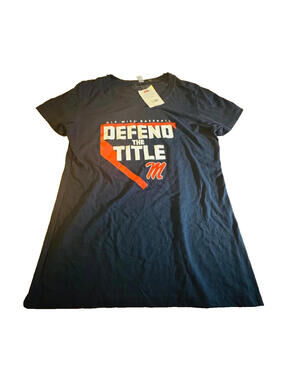 Ole Miss Rebels Baseball Blue T Shirt Womens XL